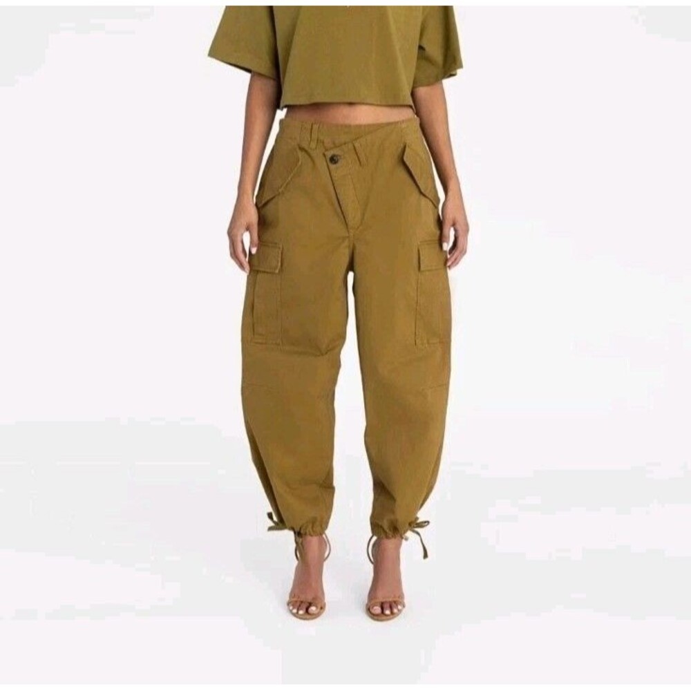 KBB by KAHLANA Women's Mid-Rise Straight Leg 'The Cargo Jogger' - Tan S NWT